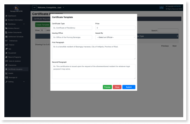 Barangay Certificate Issuance